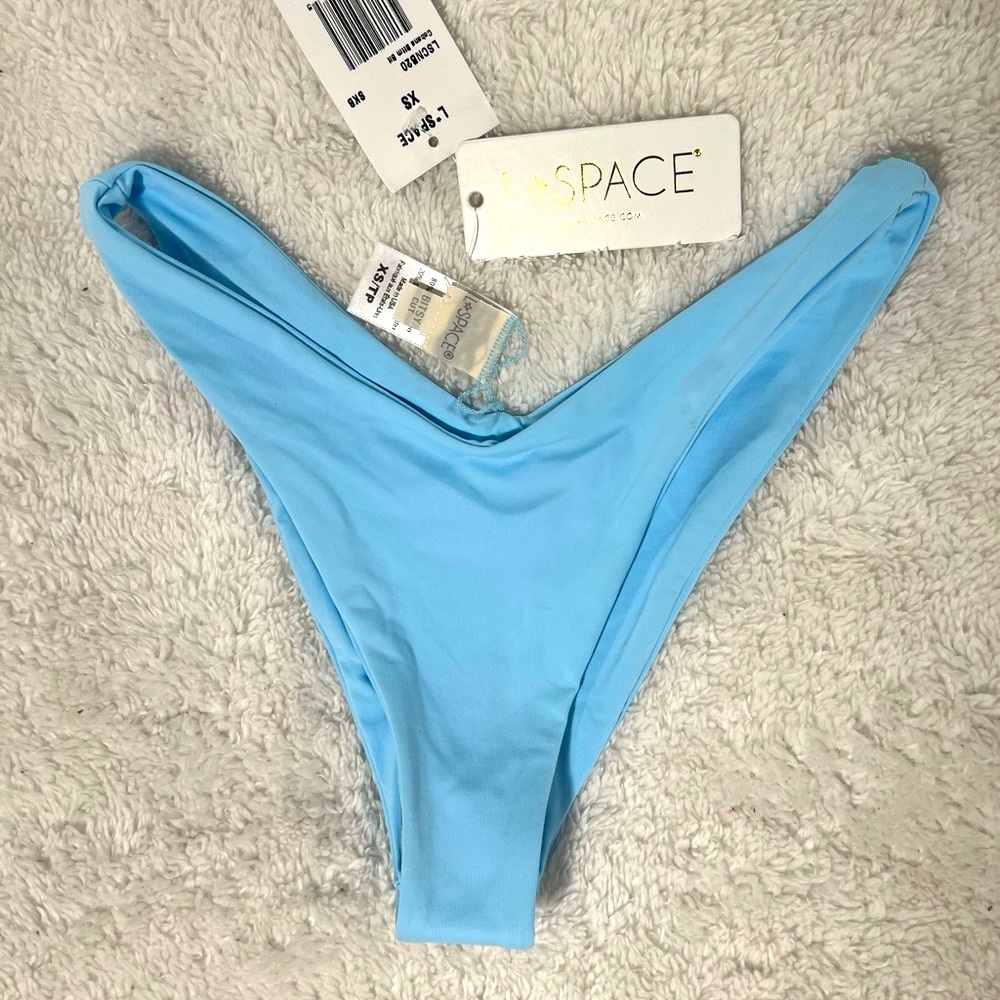 L*Space Cabana Bikini Bottom Bitsy Cut High-Leg - Sky Blue -XS-New with Tags NWT